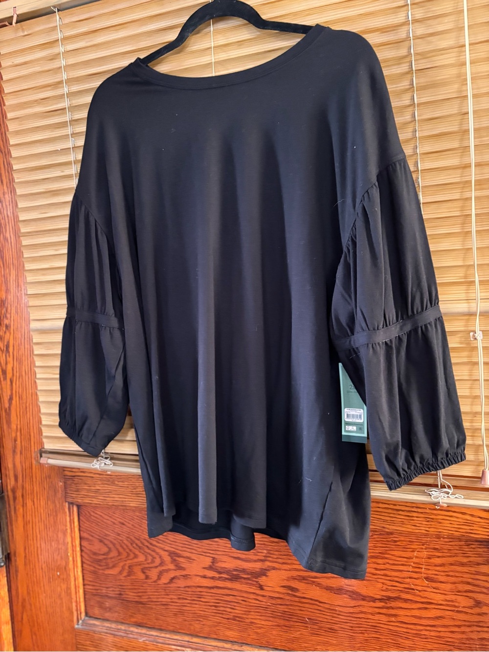 Terra & Sky Black Balloon Sleeve Tunic Top